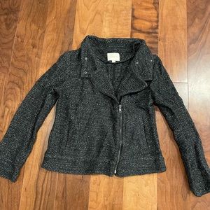 Ann Taylor Loft moto style knit sweater black